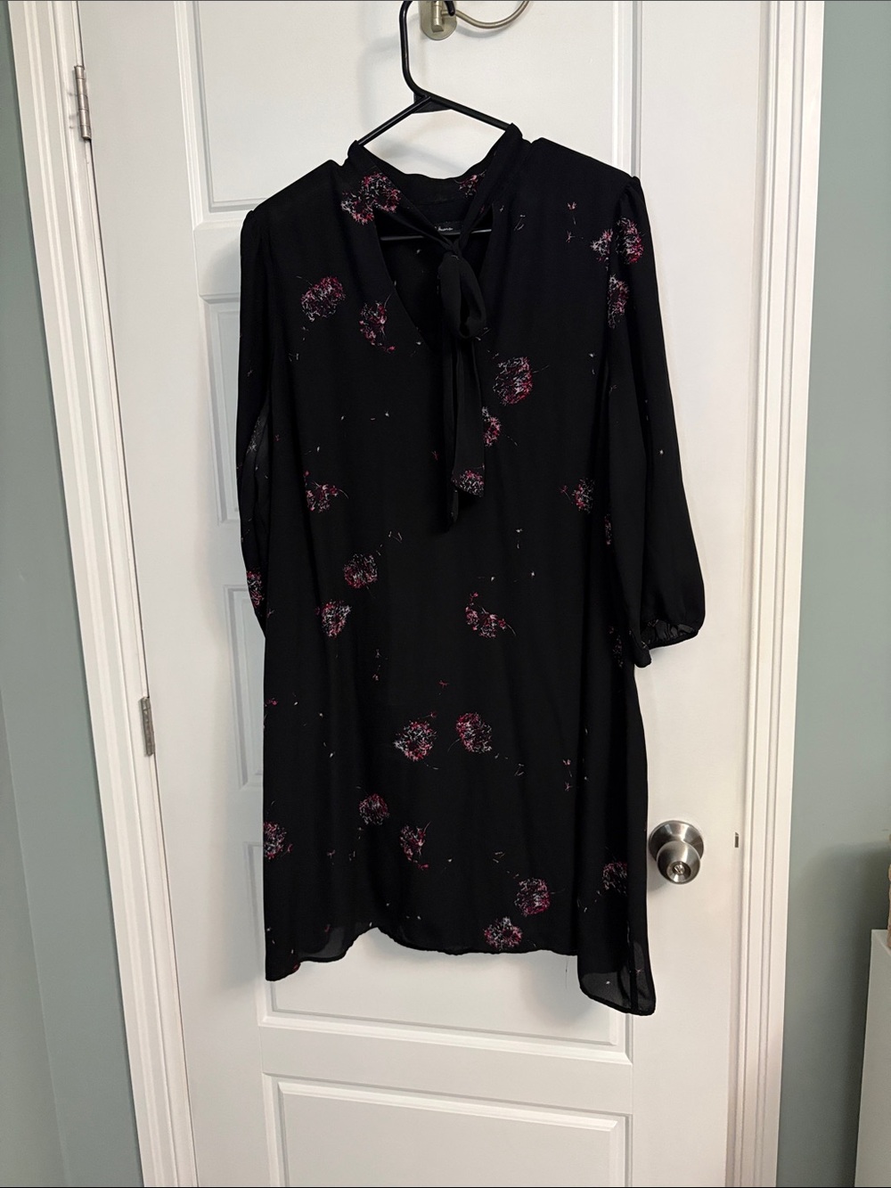 Reitmans Black Dress with Pink Floral Print